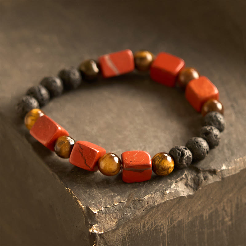 Wear FengShui Various Crystals Cube Amethyst Lava Rock Support Bracelet