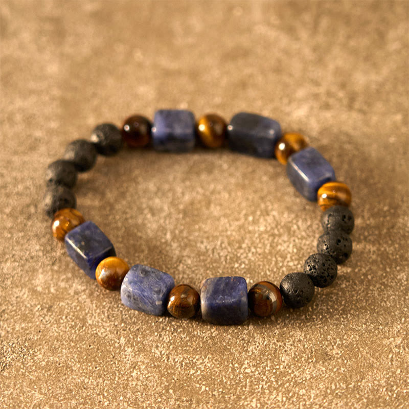 Wear FengShui Various Crystals Cube Amethyst Lava Rock Support Bracelet