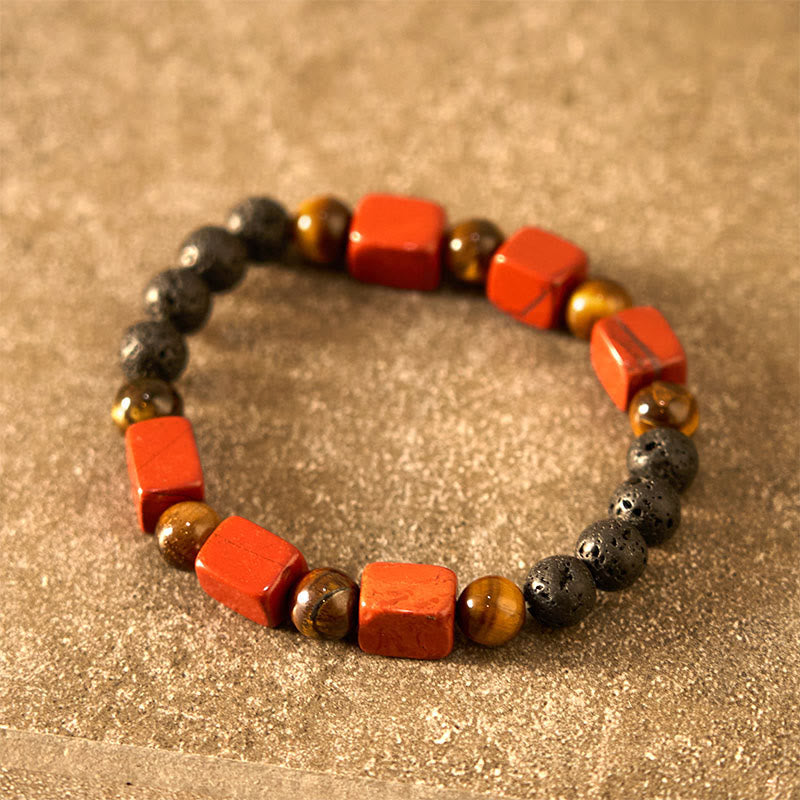 Wear FengShui Various Crystals Cube Amethyst Lava Rock Support Bracelet