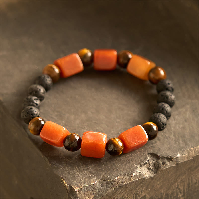 Wear FengShui Various Crystals Cube Amethyst Lava Rock Support Bracelet