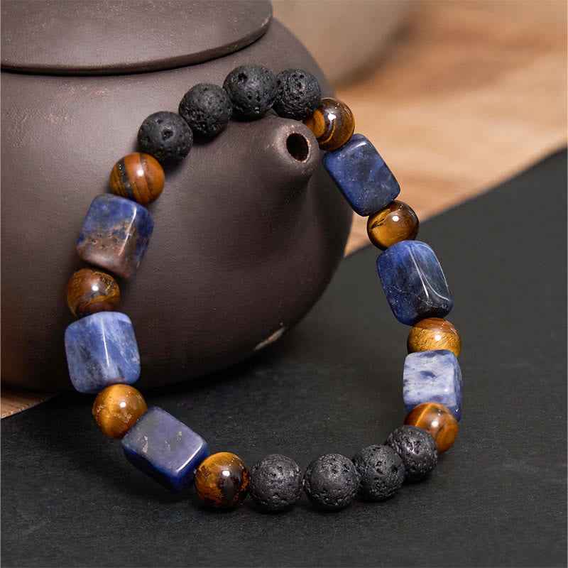 Wear FengShui Various Crystals Cube Amethyst Lava Rock Support Bracelet
