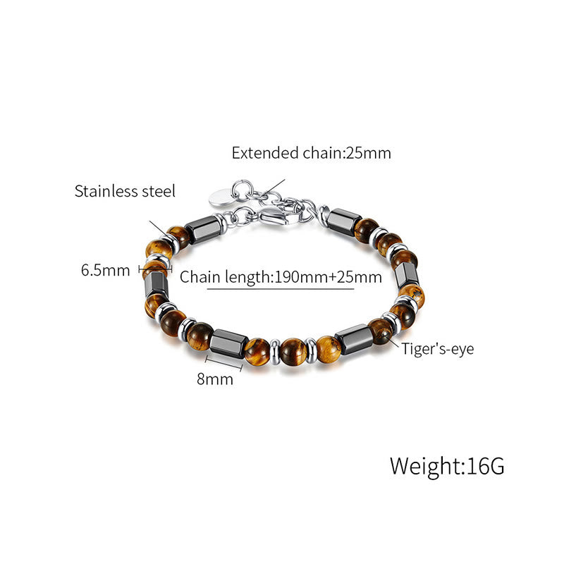 Wear FengShui Tiger Eye Hematite Strength Buckle Chain Bracelet