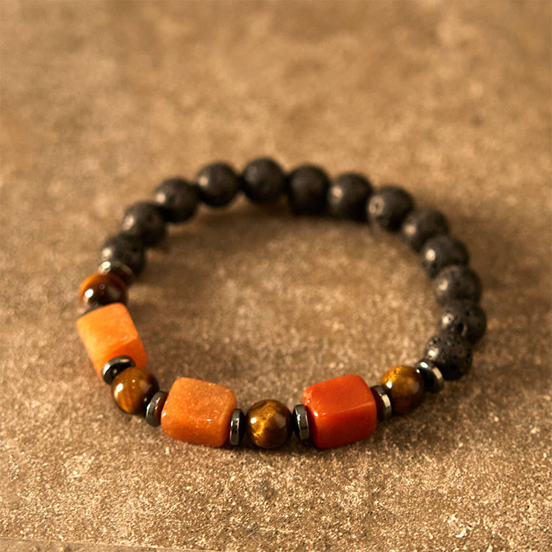 Wear FengShui Various Crystals Lava Rock Calm Bracelet