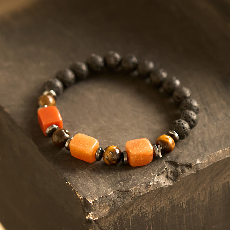 Wear FengShui Various Crystals Lava Rock Calm Bracelet