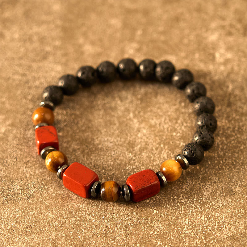 Wear FengShui Various Crystals Lava Rock Calm Bracelet