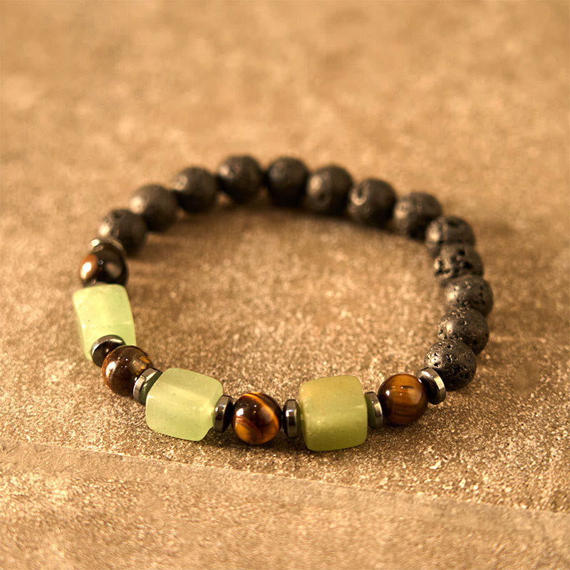 Wear FengShui Various Crystals Lava Rock Calm Bracelet
