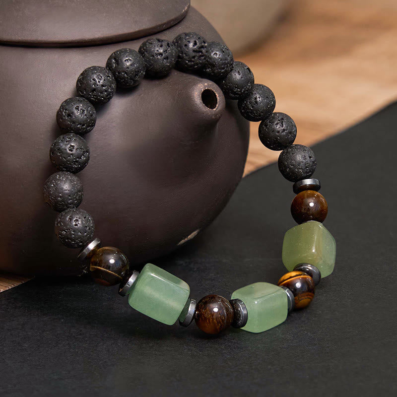 Wear FengShui Various Crystals Lava Rock Calm Bracelet