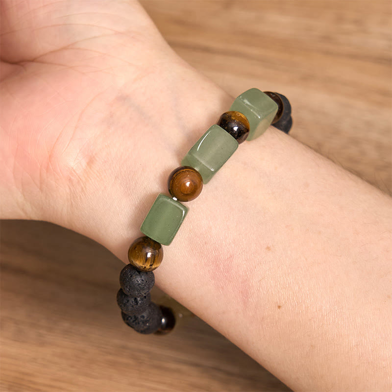 Wear FengShui Various Crystals Lava Rock Calm Bracelet