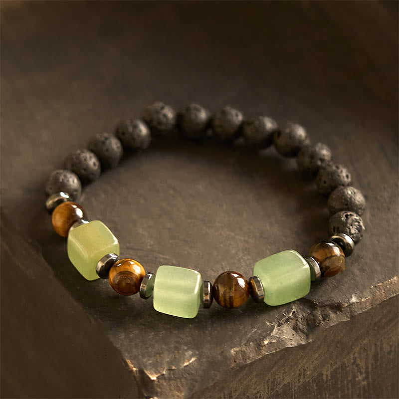Wear FengShui Various Crystals Lava Rock Calm Bracelet