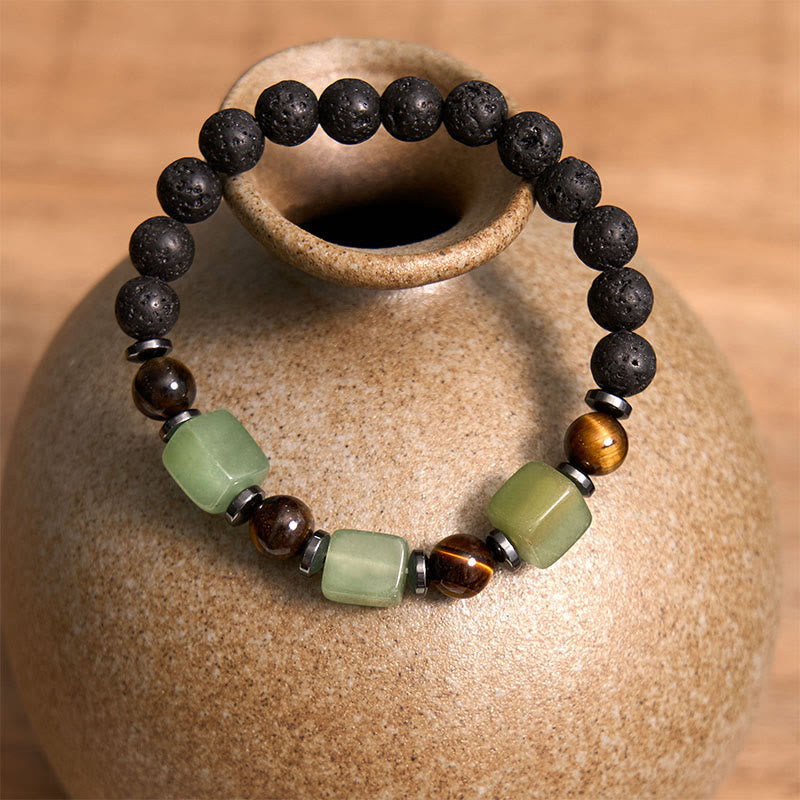 Wear FengShui Various Crystals Lava Rock Calm Bracelet