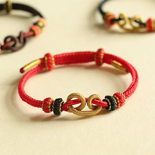 Wear FengShui Handmade Ingot Pattern Braided String Protection Bracelet