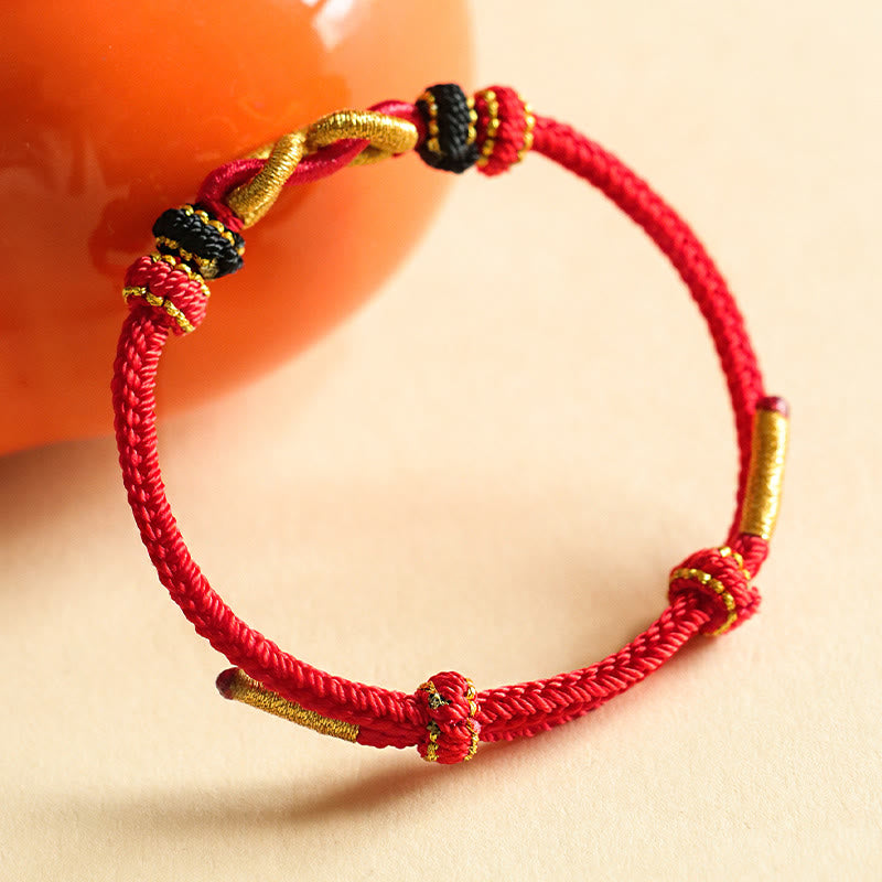 Wear FengShui Handmade Ingot Pattern Braided String Protection Bracelet