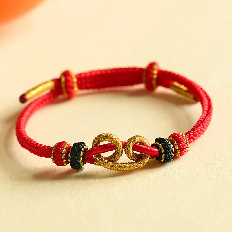 Wear FengShui Handmade Ingot Pattern Braided String Protection Bracelet