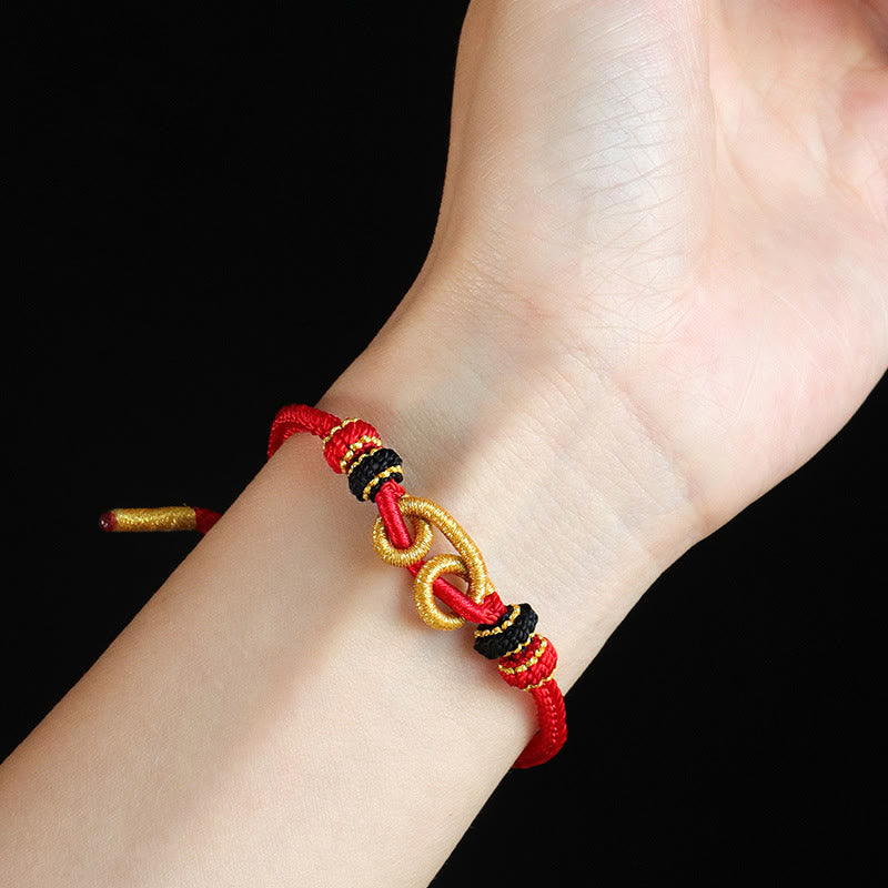 Wear FengShui Handmade Ingot Pattern Braided String Protection Bracelet