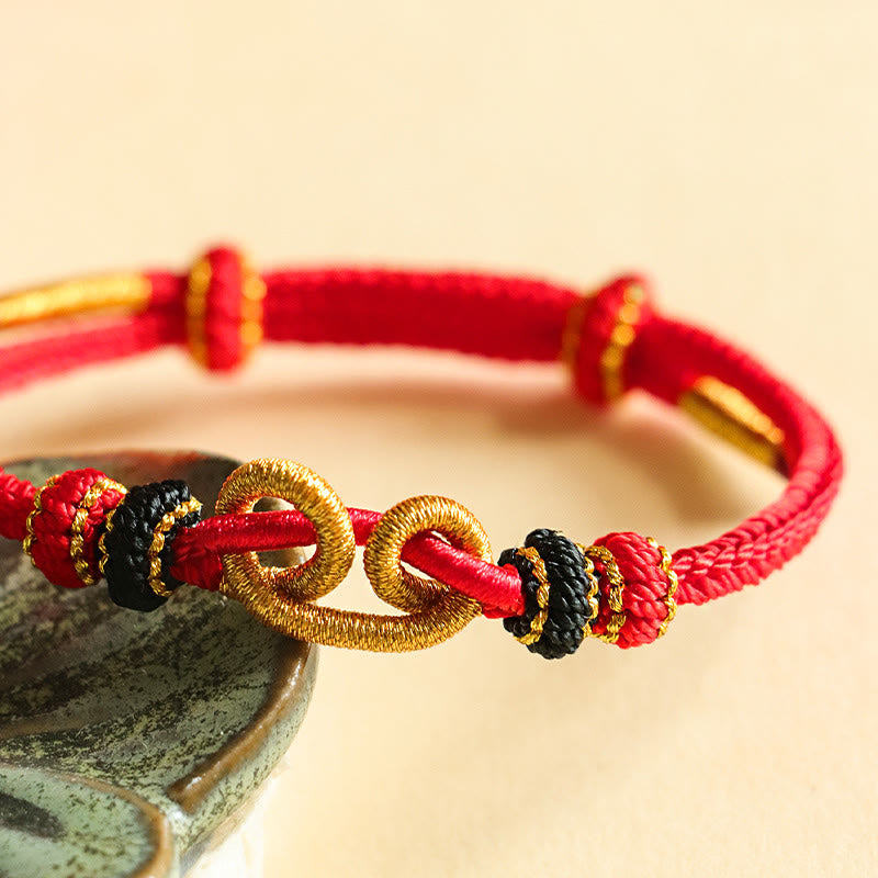 Wear FengShui Handmade Ingot Pattern Braided String Protection Bracelet