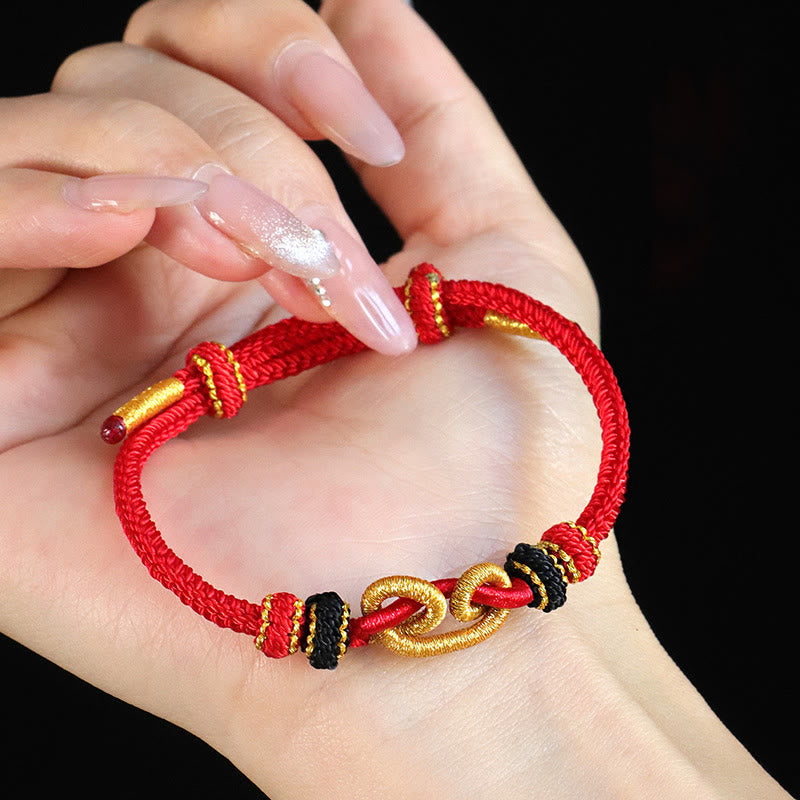 Wear FengShui Handmade Ingot Pattern Braided String Protection Bracelet