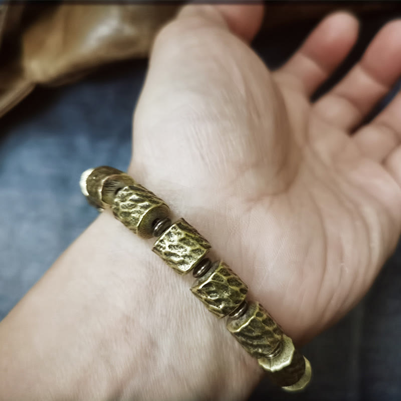 Wear FengShui Copper Meteorite Crater Pattern Luck Bracelet