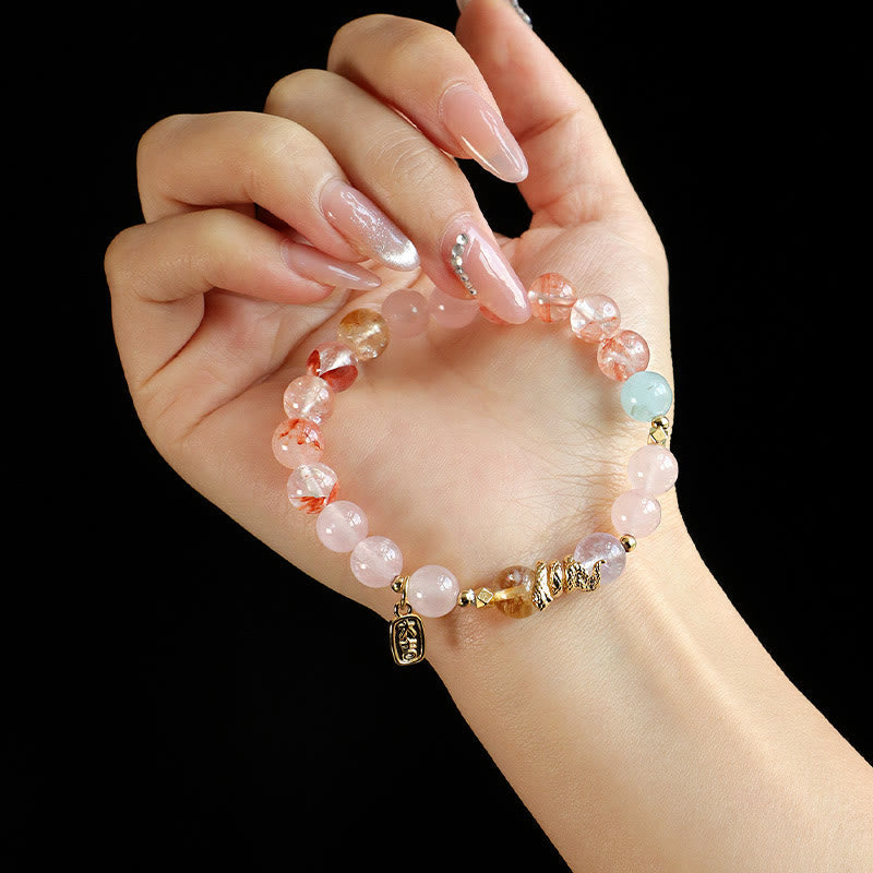 Wear FengShui Various Crystal Pink Crystal Amethyst Year Of The Snake Lucky Bracelet