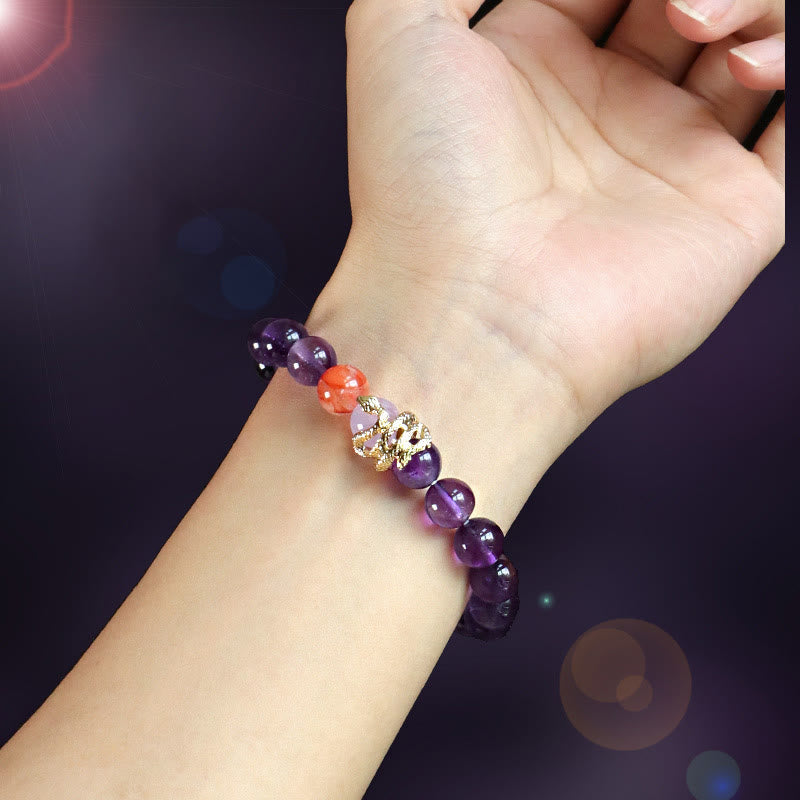 Wear FengShui Various Crystal Pink Crystal Amethyst Year Of The Snake Lucky Bracelet