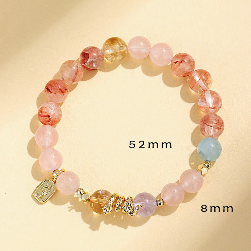 Wear FengShui Various Crystal Pink Crystal Amethyst Year Of The Snake Lucky Bracelet
