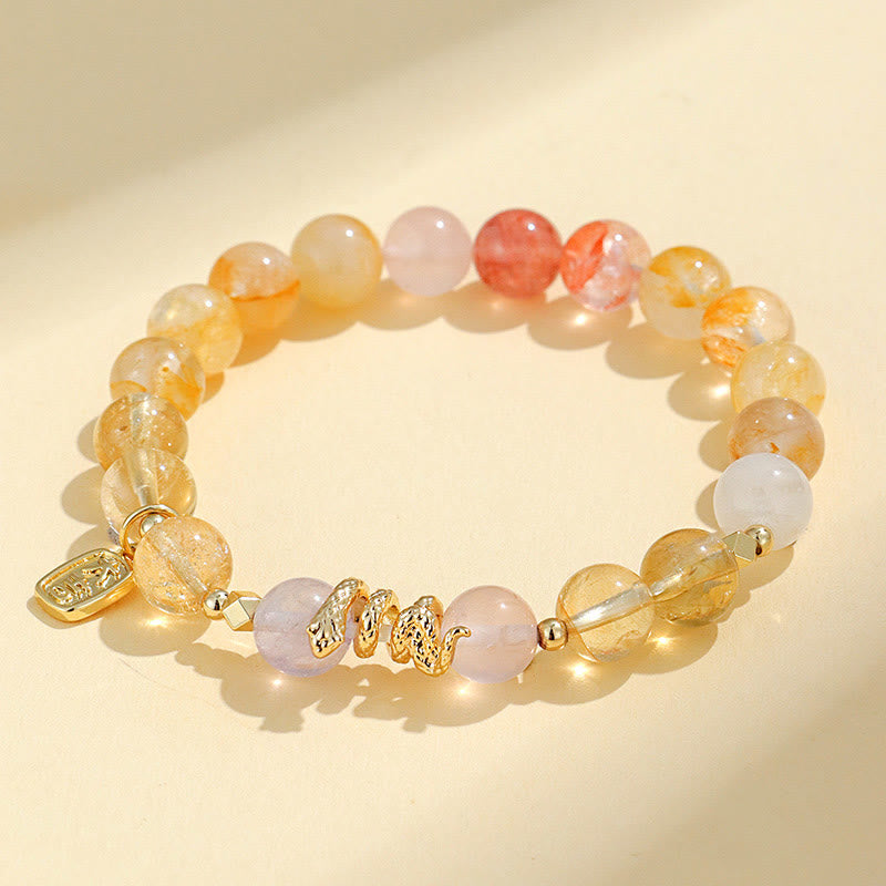 Wear FengShui Various Crystal Pink Crystal Amethyst Year Of The Snake Lucky Bracelet