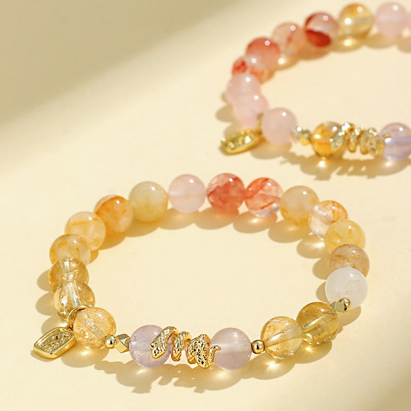 Wear FengShui Various Crystal Pink Crystal Amethyst Year Of The Snake Lucky Bracelet