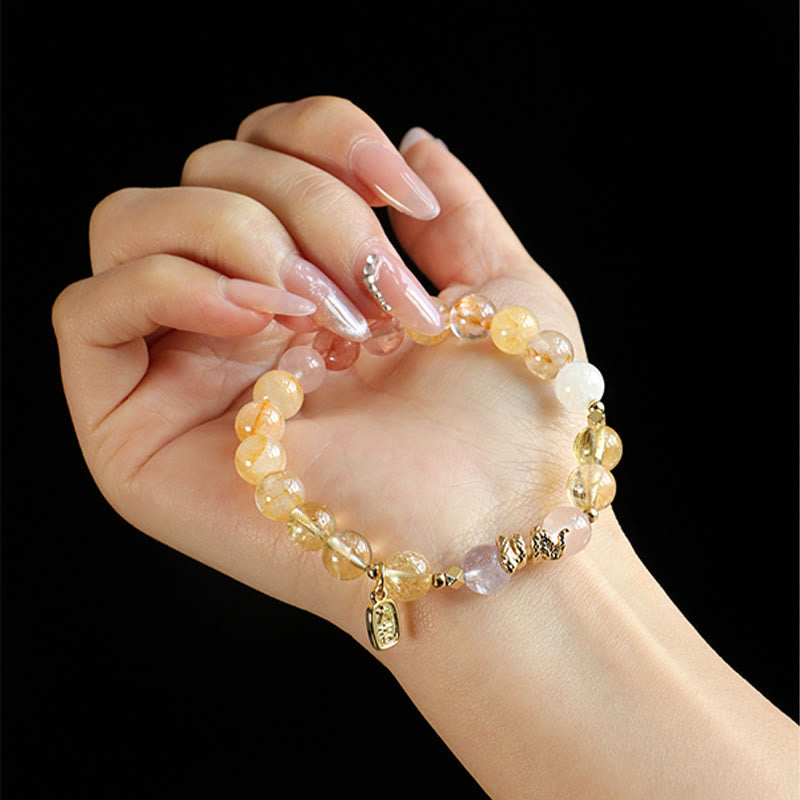 Wear FengShui Various Crystal Pink Crystal Amethyst Year Of The Snake Lucky Bracelet
