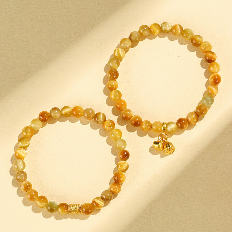 Wear FengShui Tiger Eye Fu Character Bamboo Koi Fish Lotus Om Mani Padme Hum Protection Bracelet