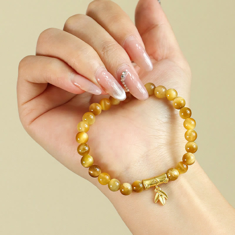 Wear FengShui Tiger Eye Fu Character Bamboo Koi Fish Lotus Om Mani Padme Hum Protection Bracelet