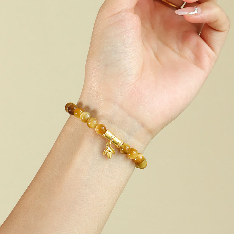 Wear FengShui Tiger Eye Fu Character Bamboo Koi Fish Lotus Om Mani Padme Hum Protection Bracelet