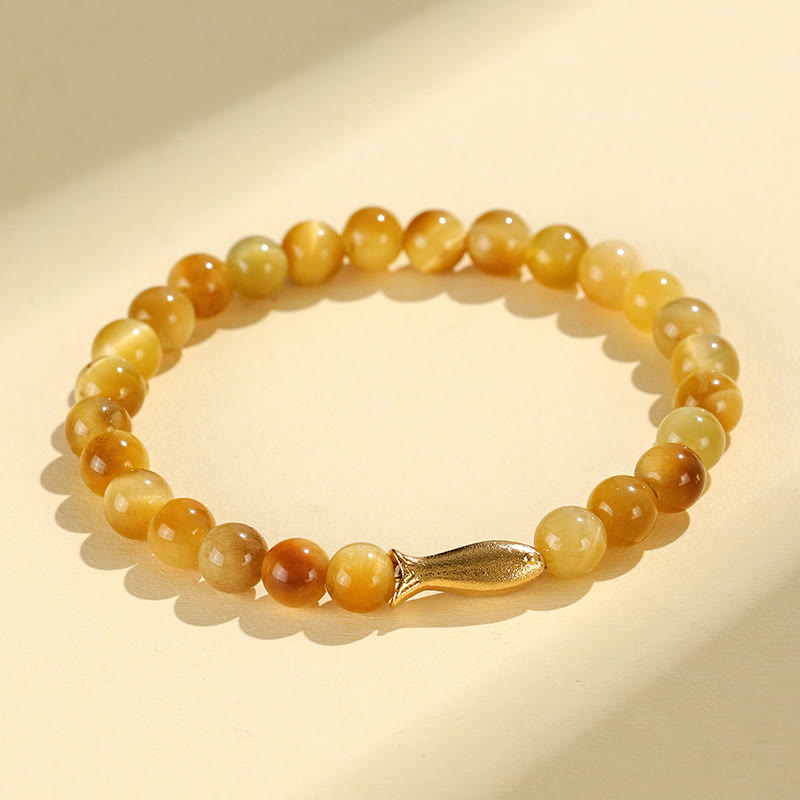 Wear FengShui Tiger Eye Fu Character Bamboo Koi Fish Lotus Om Mani Padme Hum Protection Bracelet