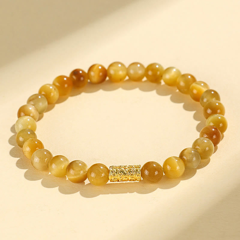 Wear FengShui Tiger Eye Fu Character Bamboo Koi Fish Lotus Om Mani Padme Hum Protection Bracelet