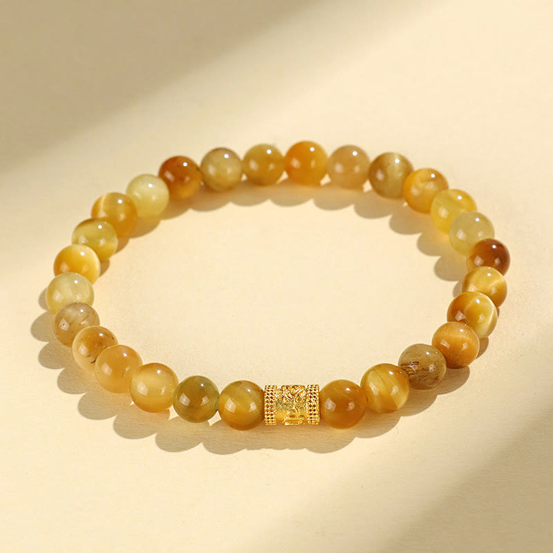 Wear FengShui Tiger Eye Fu Character Bamboo Koi Fish Lotus Om Mani Padme Hum Protection Bracelet