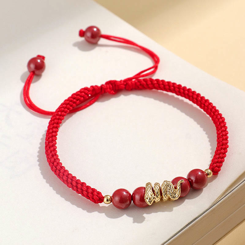 Wear FengShui Cinnabar Handmade Year Of Snake String Protection Braided Bracelet