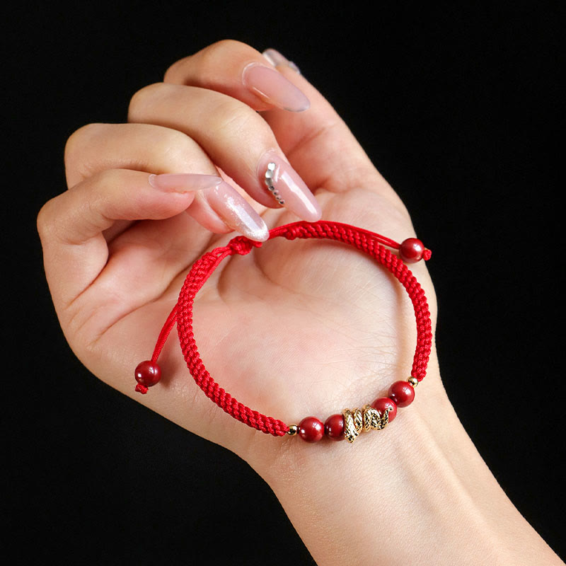 Wear FengShui Cinnabar Handmade Year Of Snake String Protection Braided Bracelet