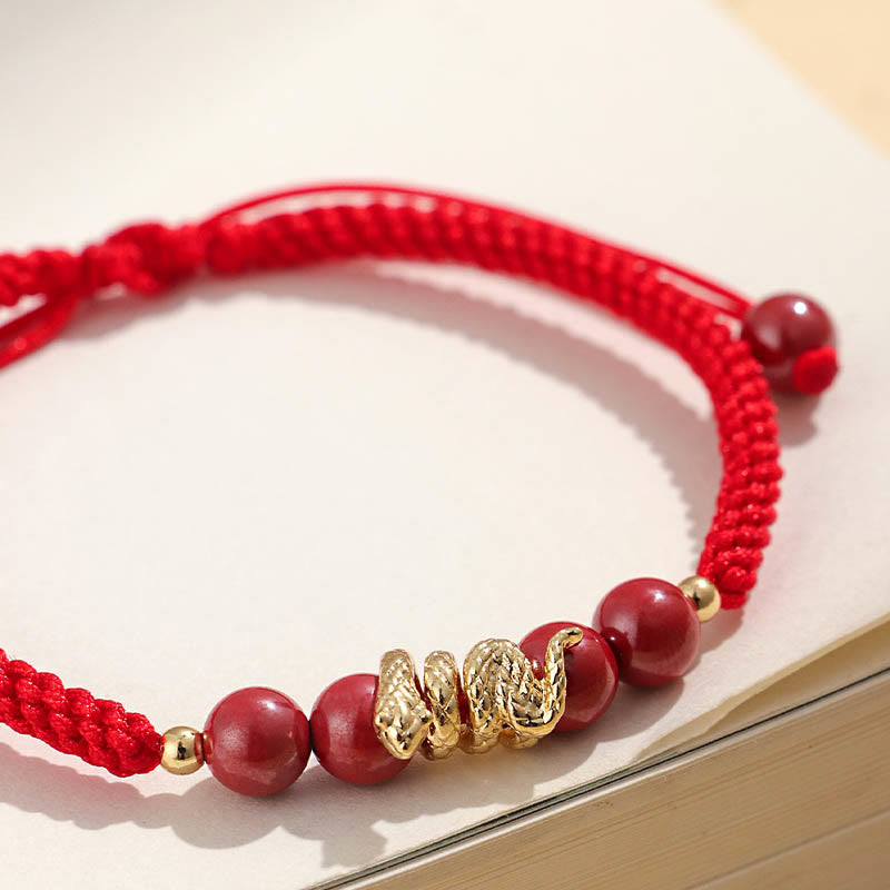 Wear FengShui Cinnabar Handmade Year Of Snake String Protection Braided Bracelet