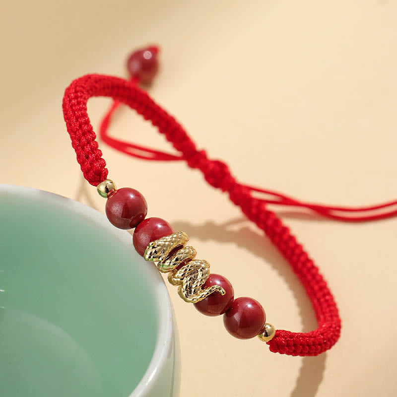 Wear FengShui Cinnabar Handmade Year Of Snake String Protection Braided Bracelet