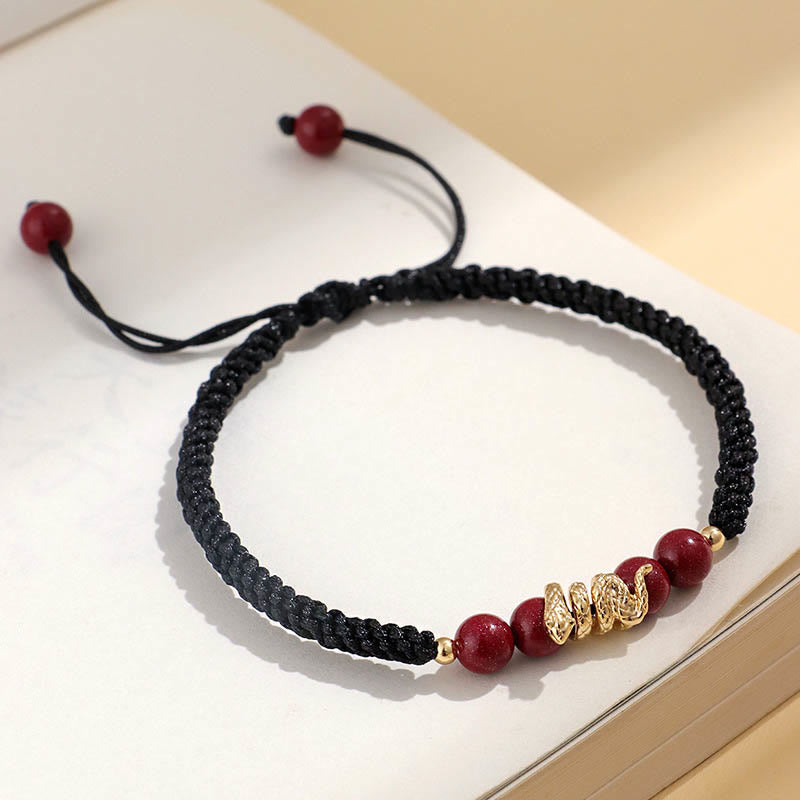 Wear FengShui Cinnabar Handmade Year Of Snake String Protection Braided Bracelet