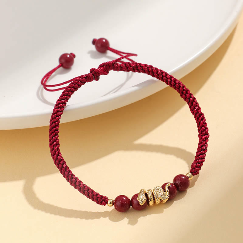 Wear FengShui Cinnabar Handmade Year Of Snake String Protection Braided Bracelet