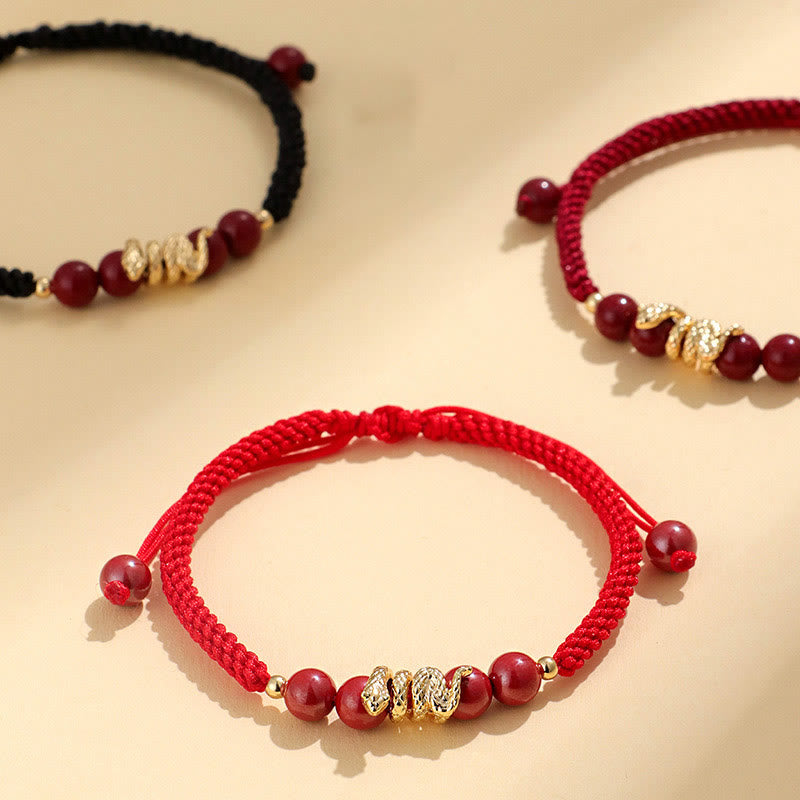 Wear FengShui Cinnabar Handmade Year Of Snake String Protection Braided Bracelet