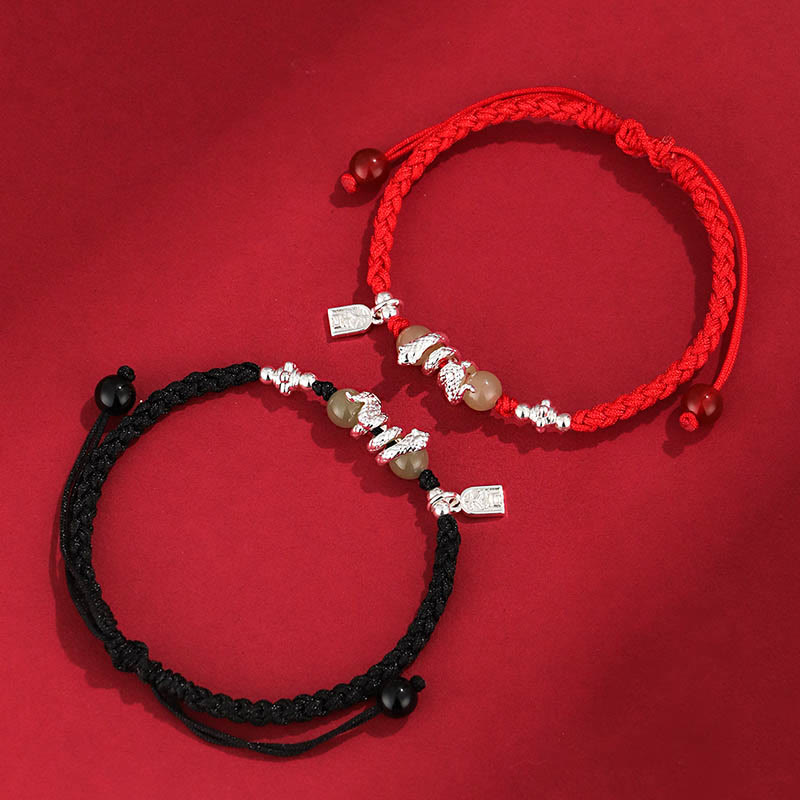 Wear FengShui Hetian Jade Year of the Snake String Protection Braided Bracelet