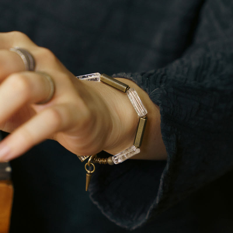 Wear FengShui Copper Square White Crystal Luck Bracelet
