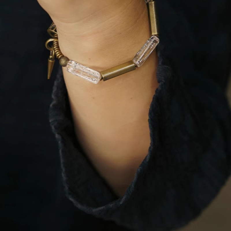 Wear FengShui Copper Square White Crystal Luck Bracelet