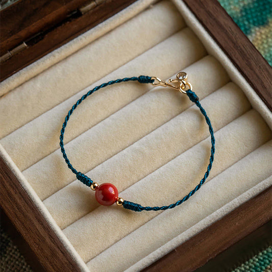 Wear FengShui Handmade String Cinnabar Buckle Blessing Bracelet