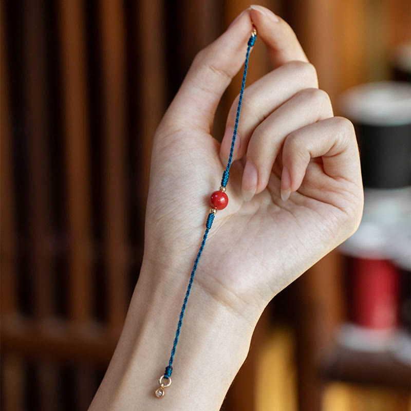 Wear FengShui Handmade String Cinnabar Buckle Blessing Bracelet