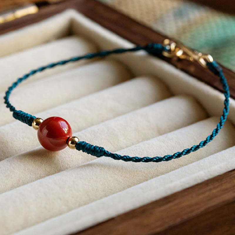 Wear FengShui Handmade String Cinnabar Buckle Blessing Bracelet