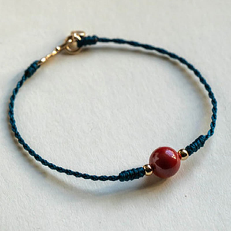Wear FengShui Handmade String Cinnabar Buckle Blessing Bracelet
