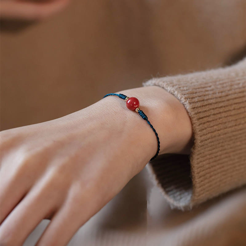 Wear FengShui Handmade String Cinnabar Buckle Blessing Bracelet