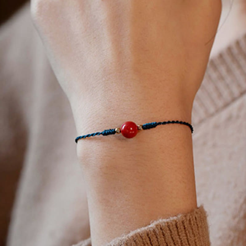 Wear FengShui Handmade String Cinnabar Buckle Blessing Bracelet