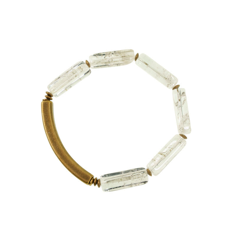 Wear FengShui Square White Crystal Copper Luck Healing Bracelet